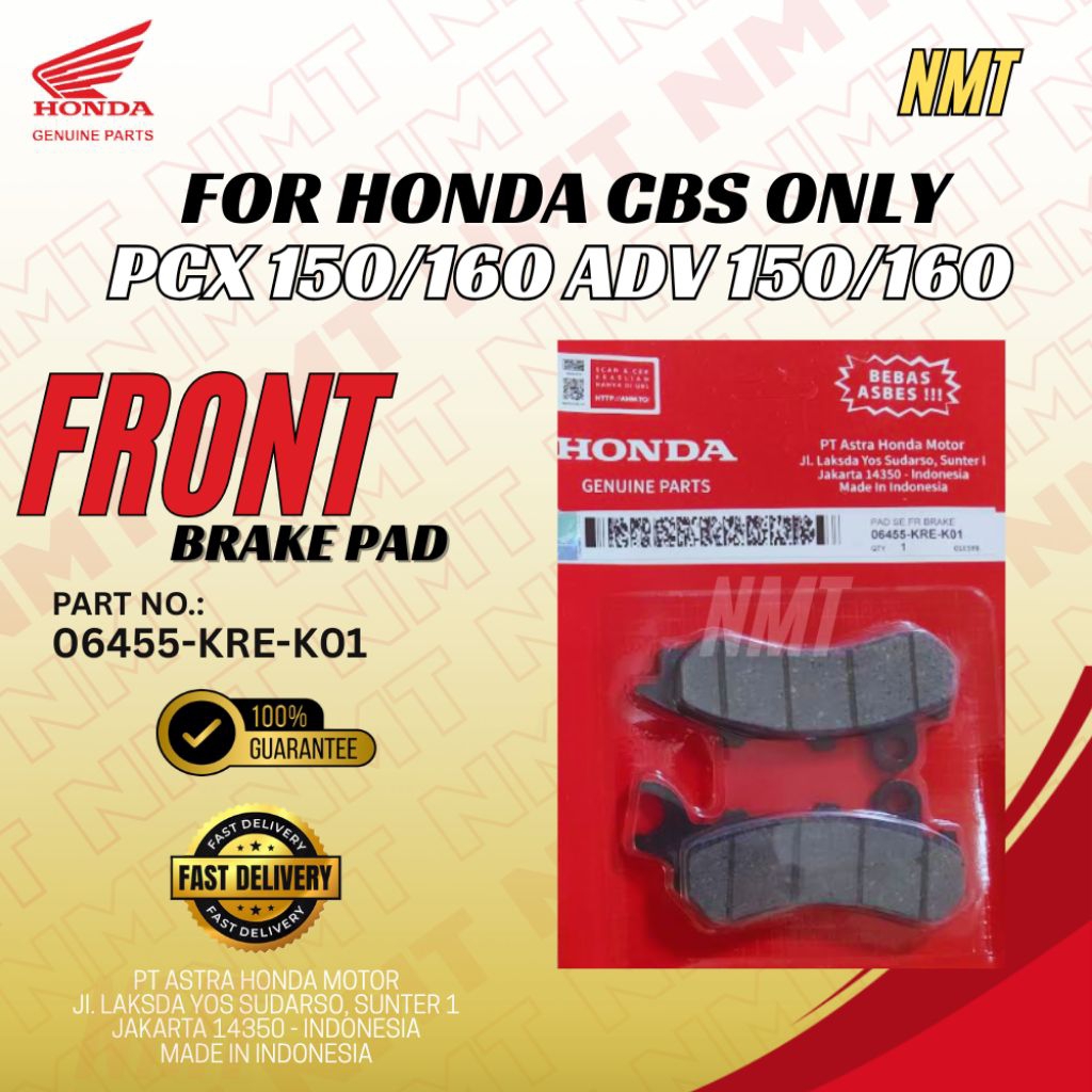 Honda CBS Type PCX 150/160 ADV 150/160 Genuine Part Front Brake Pad Set ...