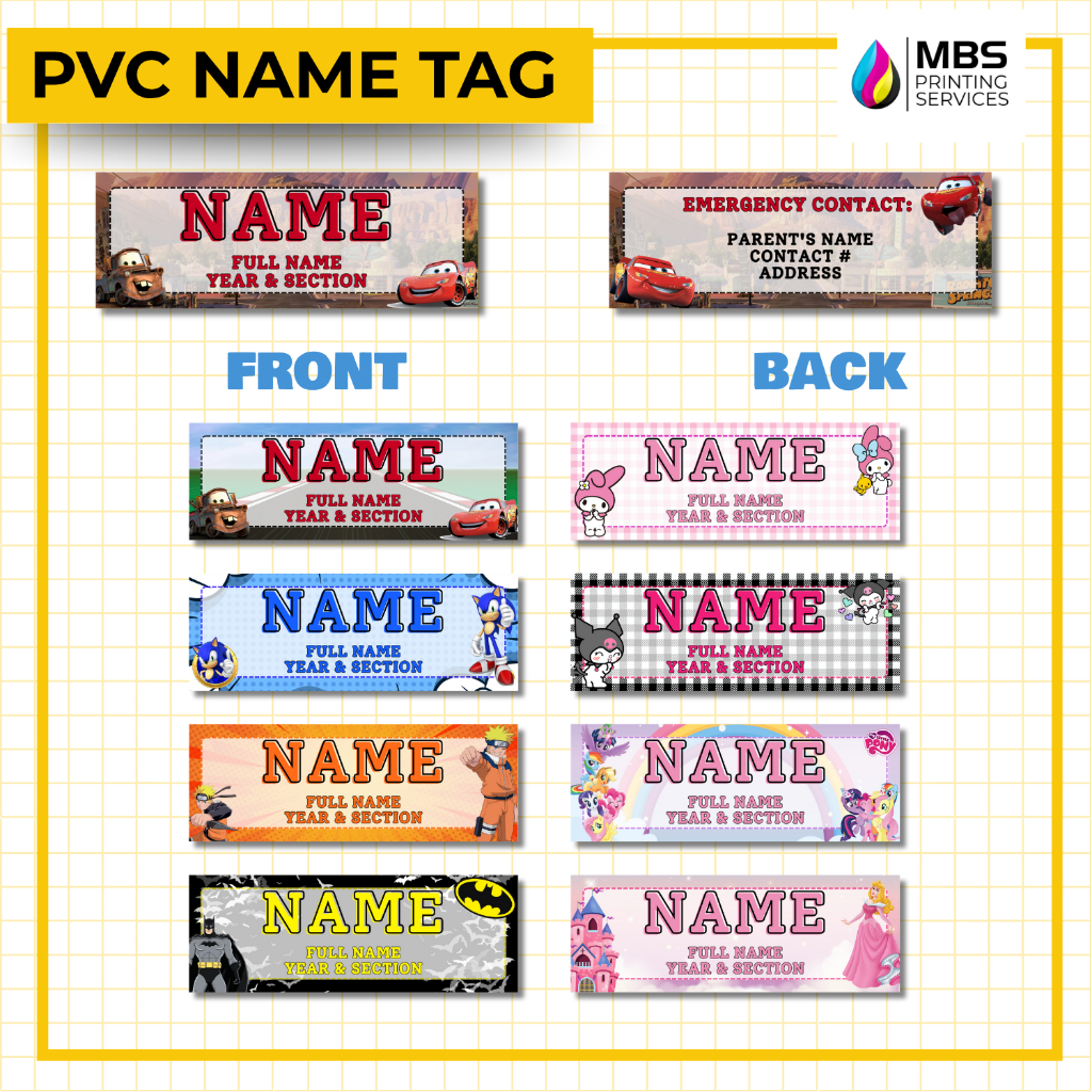 PVC Name Tag with Free ID Lace – Custom Waterproof Student Name Tags ...