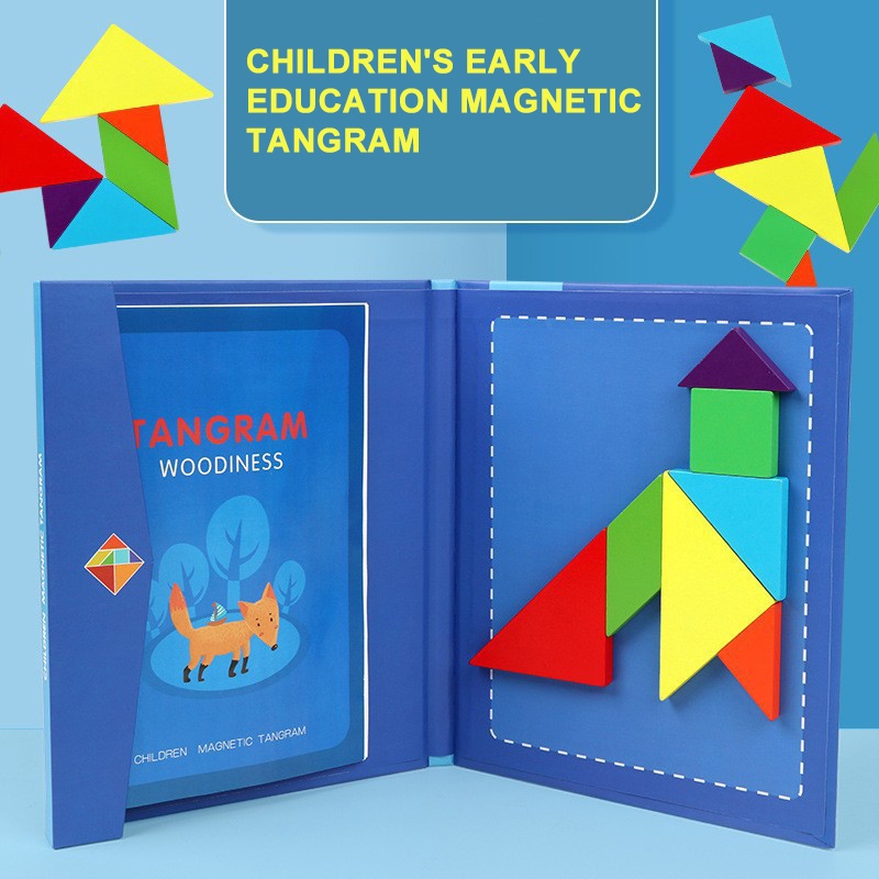 Educational Toys Tangram Jigsaw 3D Magnetic Puzzle Geometric Shapes ...