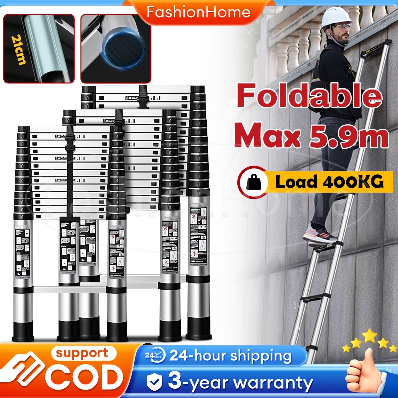 Telescopic Ladder Foldable Aluminum Heavy Duty Home portable step ...