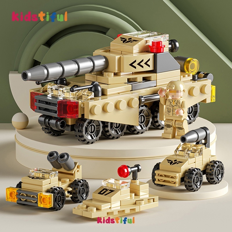 6 IN 1 City Set Building Blocks Toys Army Set Mini Tank Truck Puzzle ...