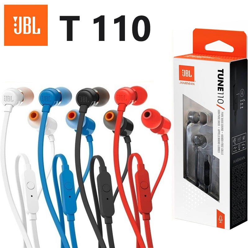 JBL T110 Wired Earphones Stereo Deep Bass Earbuds Sports Headphone  In-line Control with Mic