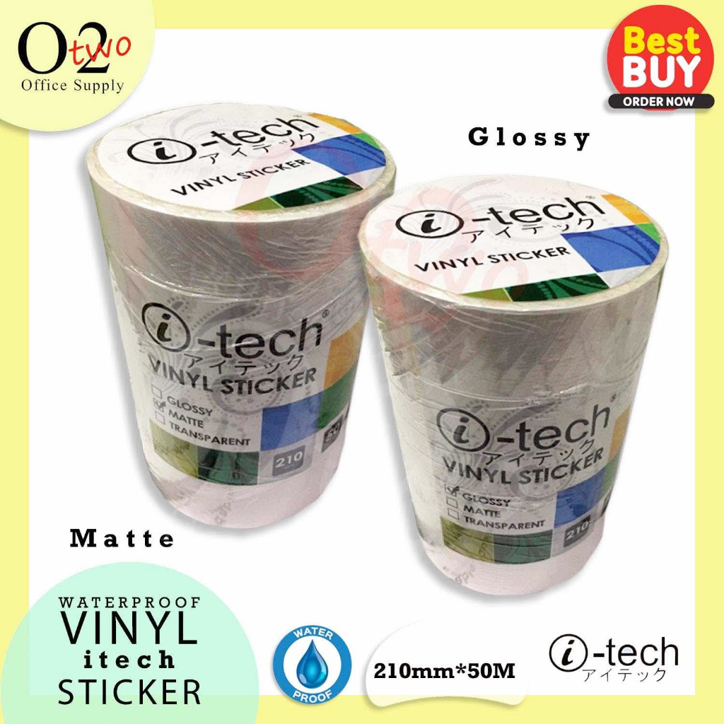 ITECH Vinyl Sticker Waterproof Matte/Glossy 1 Roll (210 mm x 50 meters ...