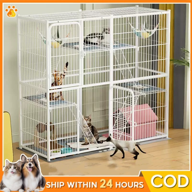 Extra Lager Space Cat Cage 4 Layer Large Platform Cat House Expandable ...
