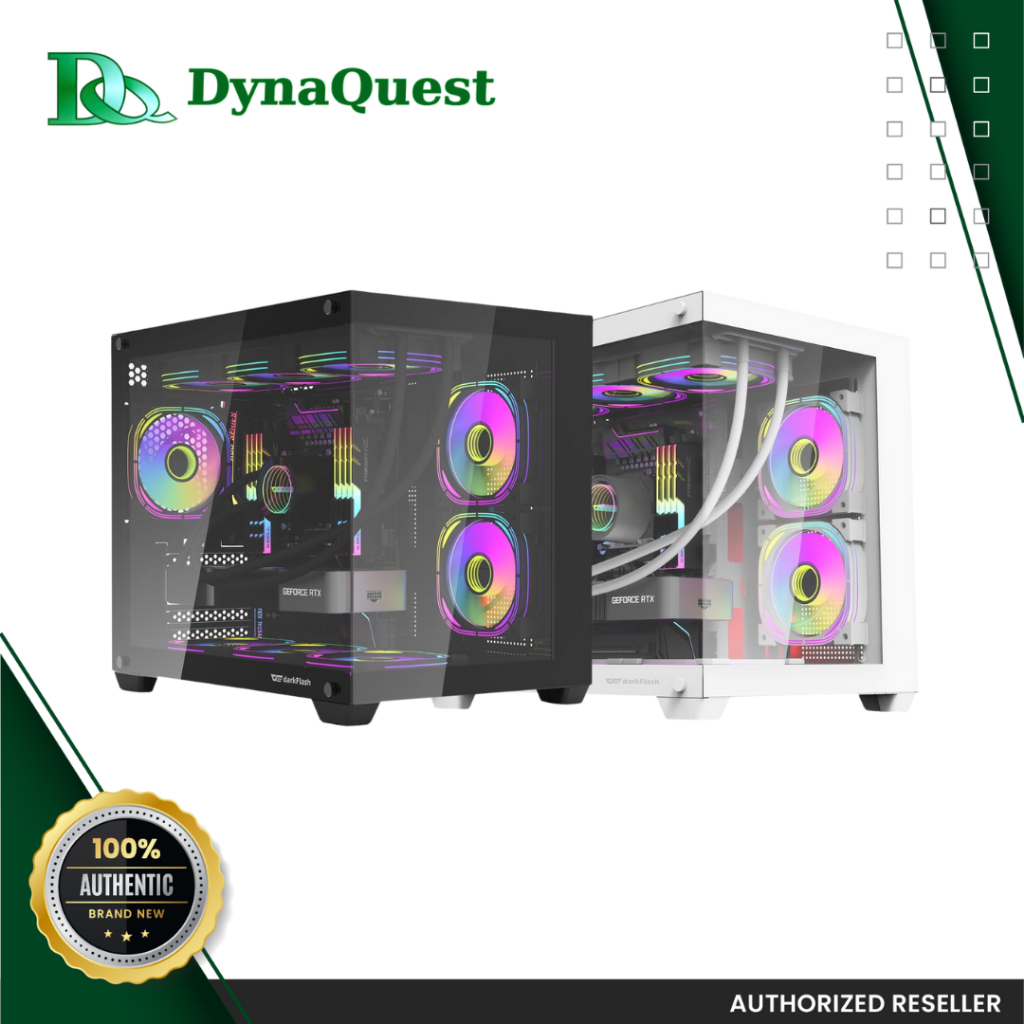 DarkFlash C285MP V2 mATX PC Case Tempered Glass Panoramic Side ...