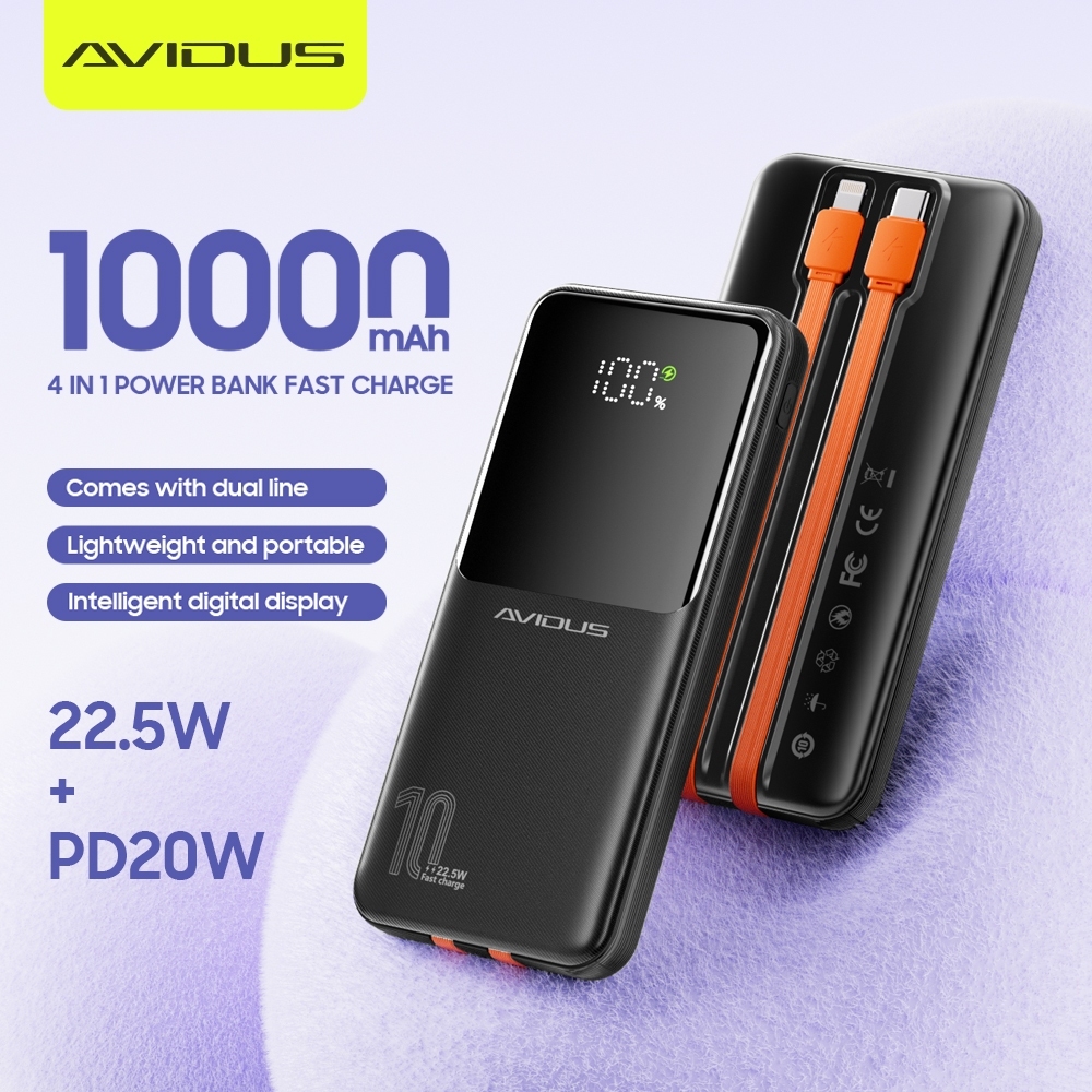 AVIDUS V1 Max 10000mAh 22.5W Fast Charging Powerbank Built-in Dual ...