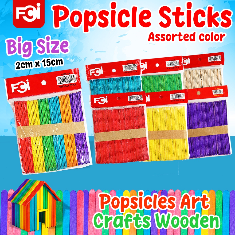 FCI Popsicle Stick 50pcs Wooden Popsicle DIY Crafts Wooden Stick Color ...