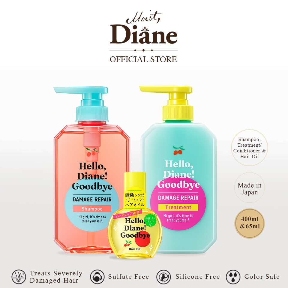 Hello Diane! Goodbye Complete Set (Shampoo, Treatment, & Hair Oil ...
