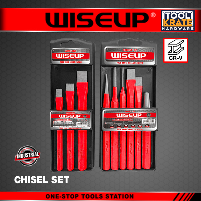 TKH WISEUP Chisel Set 3pcs 6pcs CR-V Flat Pointed Pin Center Punch Cold ...