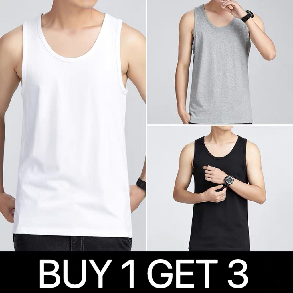 3pcs Sando Plain Tank Top for Men 100% Original Sleveless Tee (for ...