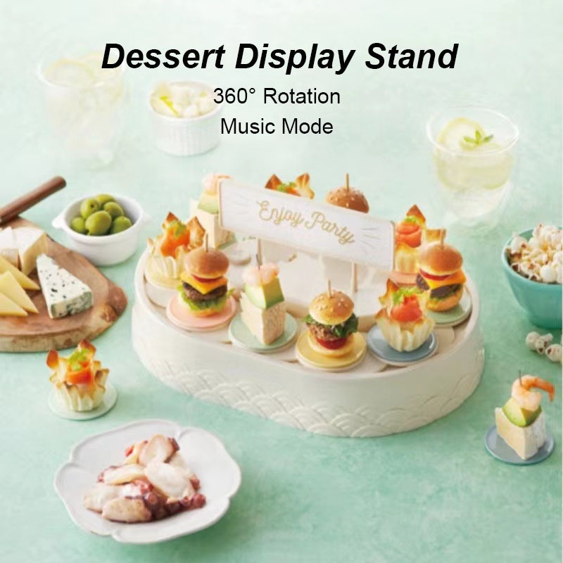 Rotating Dessert Display Stand With Music 360° Automatic Rotating ...