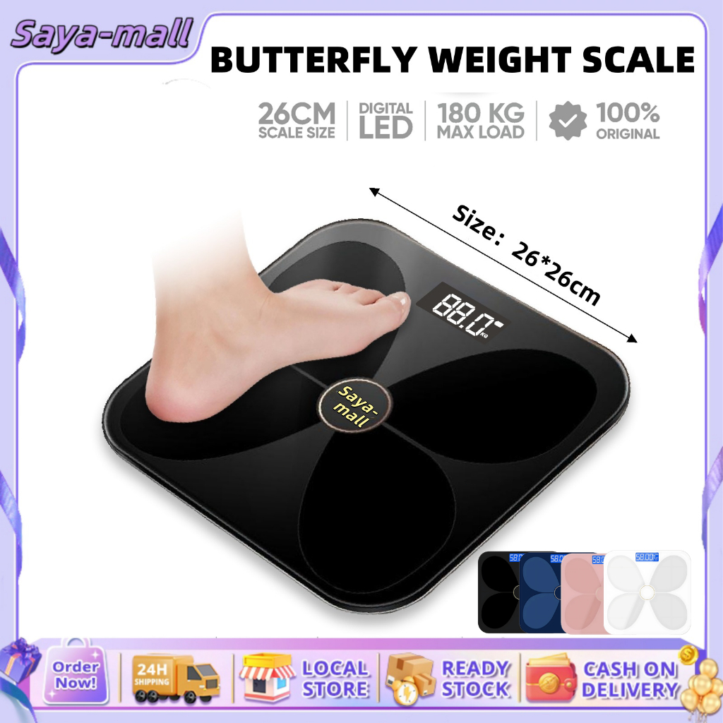 Digital Weighing Scale Large Tempered Glass LED HD Display Battery ...
