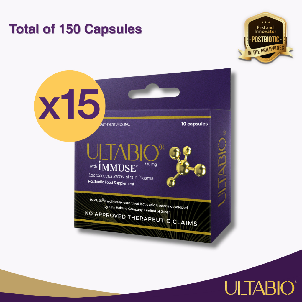 ULTABIO Postbiotic Immunity 15 Trial Packs (Total of 150 Capsules ...