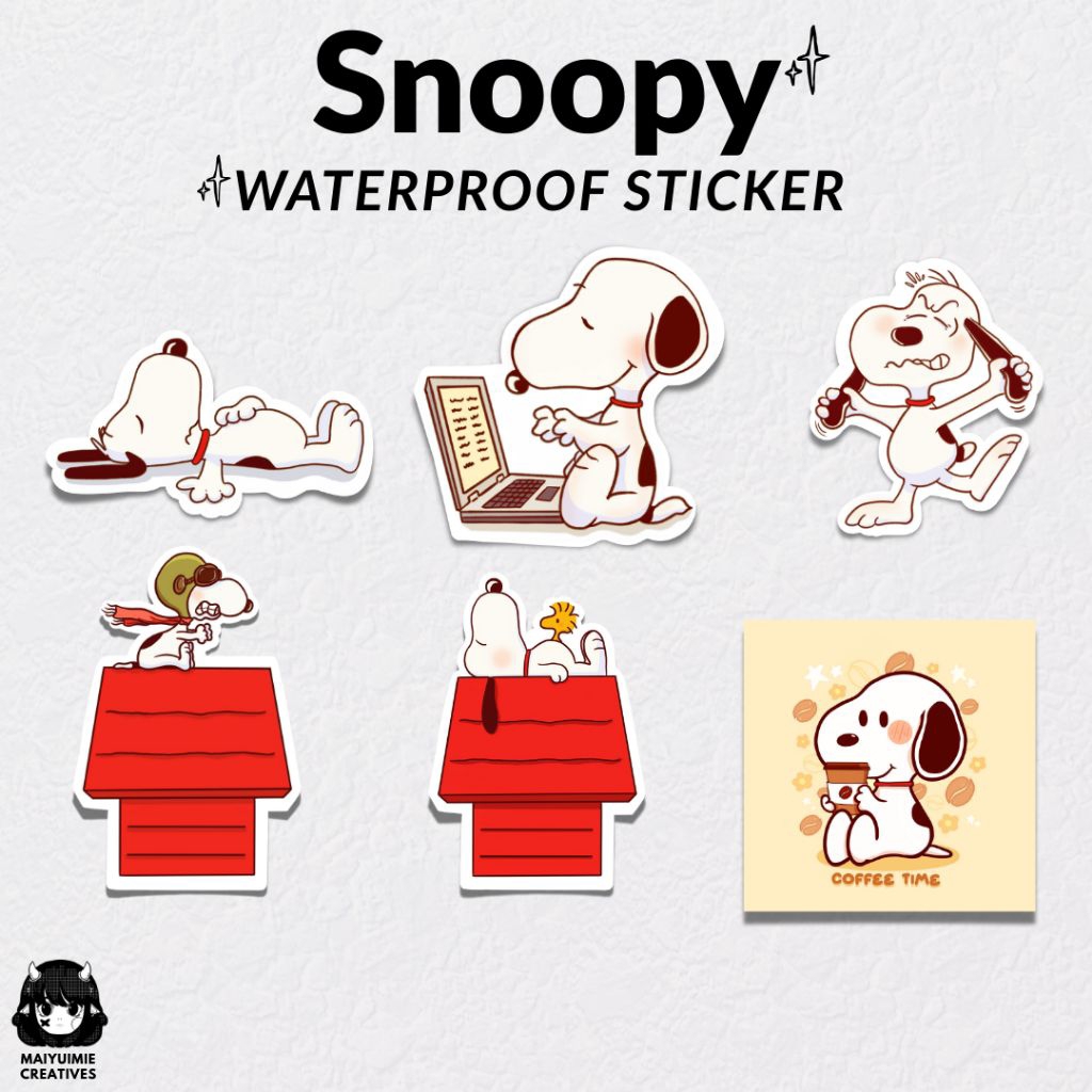 Snoopy Waterproof Glitter Sticker Set Cute Fanart Good For tumblers ...