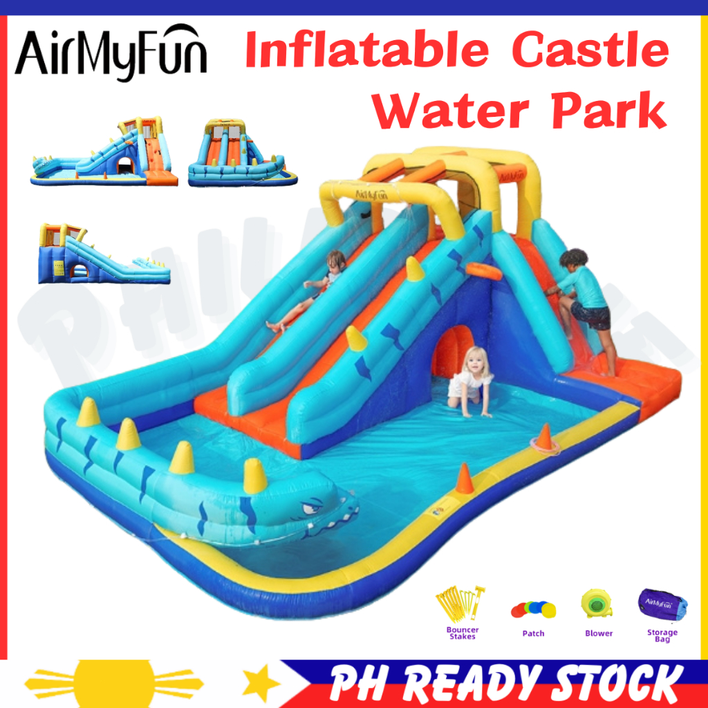 AirMyFun inflatable castle large outdoor inflatable slide fountain ...
