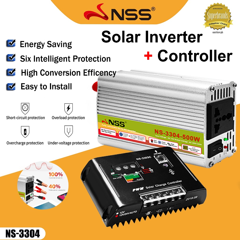 NSS Solar Inverter 500W 1000W 10A Solar Controller Energy Saving 2in1 ...