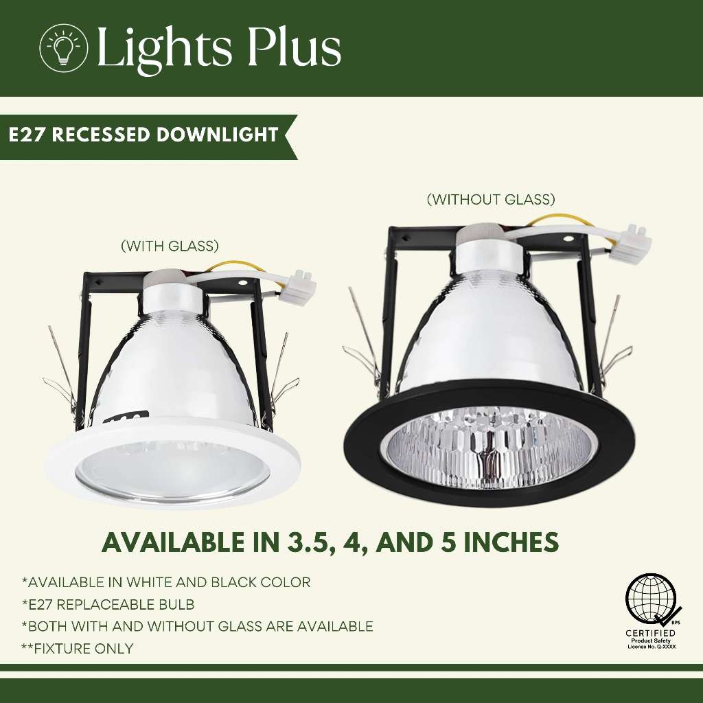 E27 Replaceable Recessed Downlight Pinlight Housing/with glass and ...