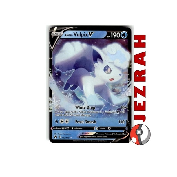 pokemon tcg silver tempest 033 195 alolan vulpix v card Pokemon - Sword & Shield - Silver Tempest - Alolan Vulpix V