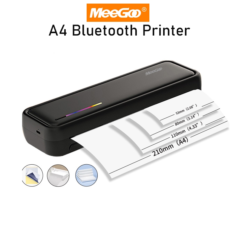 MeeGoo A4 Portable Printer Wireless Mobile Travel Printers Bluetooth ...