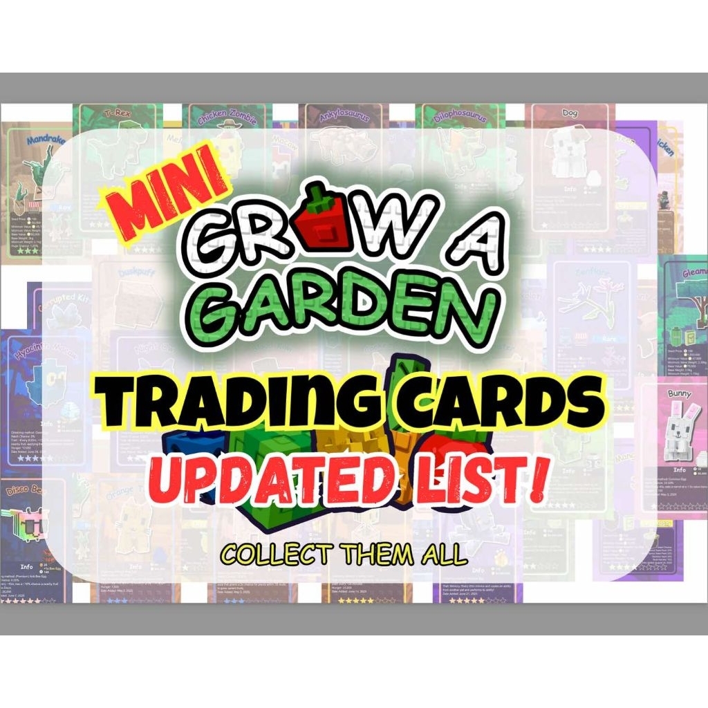 MINI GROW A GARDEN, 18 PCS, UPDATED LIST, PHOTOCARD TRADING CARDS ...