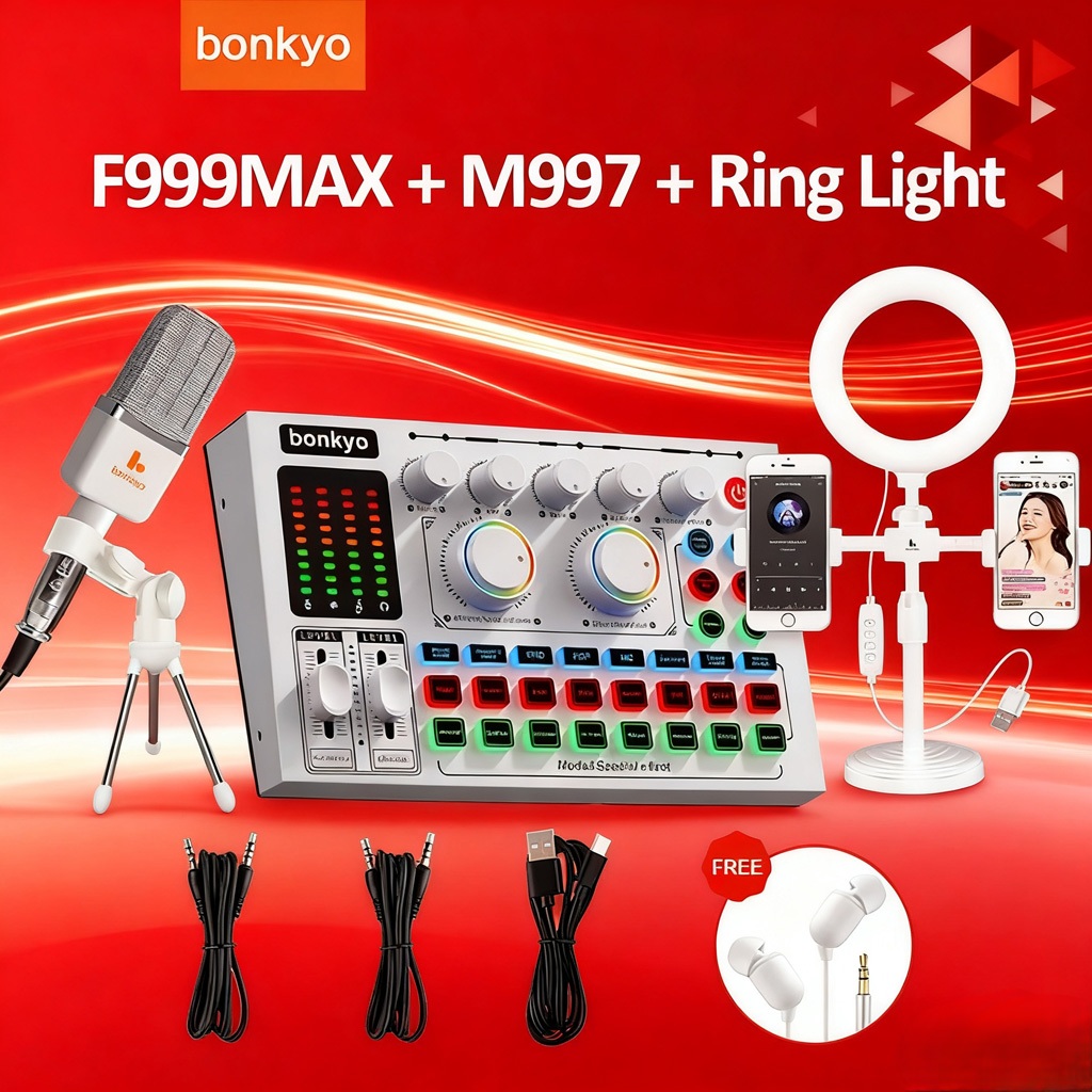 bonkyo F999MAX+M997Mic Soundcard live broadcast equipment full set