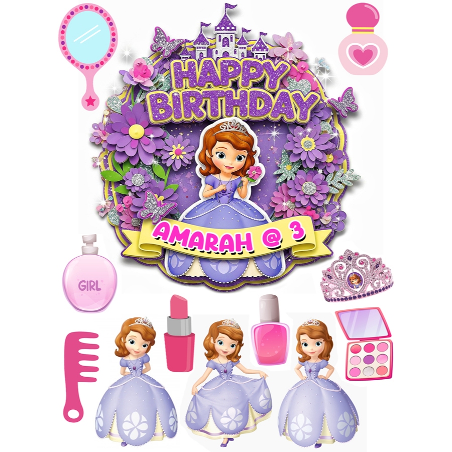 Sofia Cake Topper / Sofia The First / Sofia Cupcake Toppers / Birthday ...