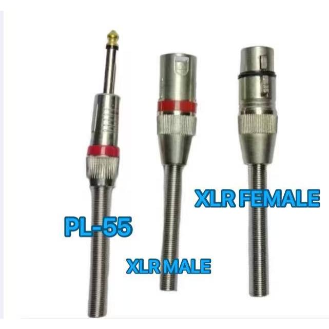 XLR MALE/FEMALE & PL-55 MALE CONNECTOR JACK WITH LONG SPRING HEAVY DUTY ...