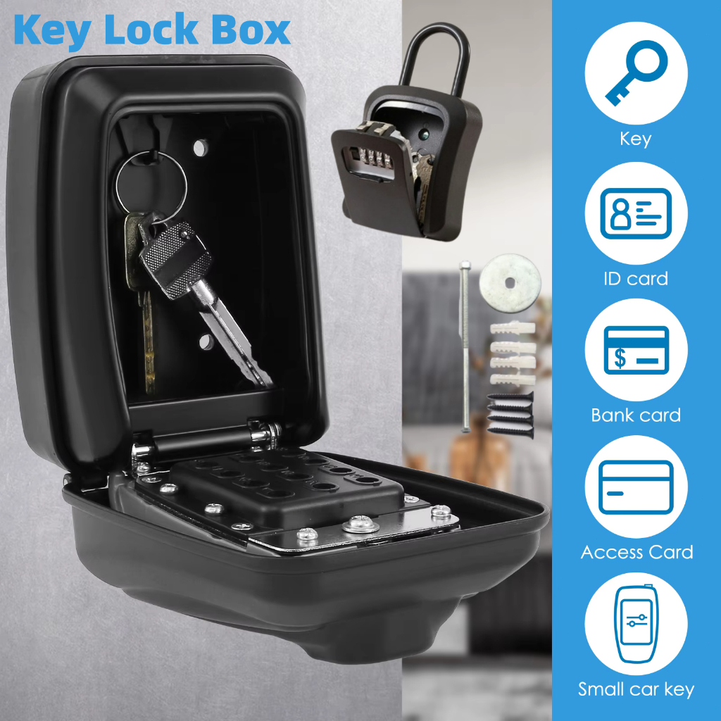[Stock Ready+COD]Home Weatherproof 4-Digit Combination Key Box Wall ...