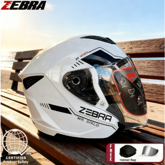 ZEBRA YM-829 half face helmet dual visor motorcycle helmet for men and ...