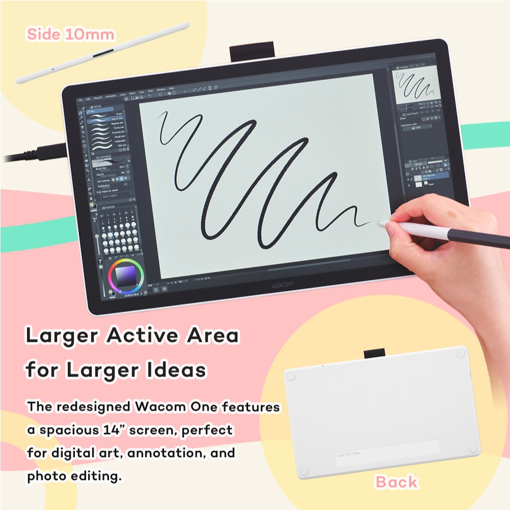 Wacom One 14 DTC141W0 Pen Display Drawing Tablet