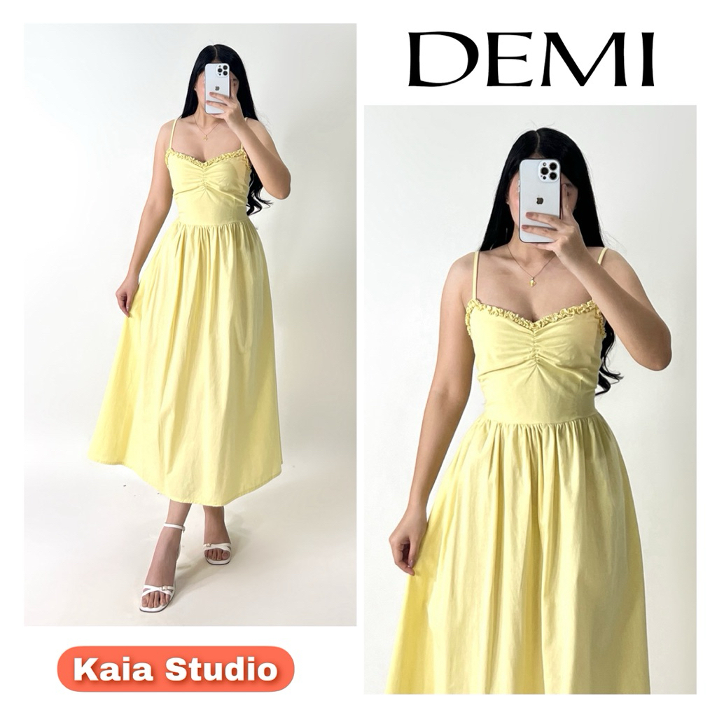 DEMI DRESS — Smocked Back Linen Maxi with Adjustable Straps | Kaia ...