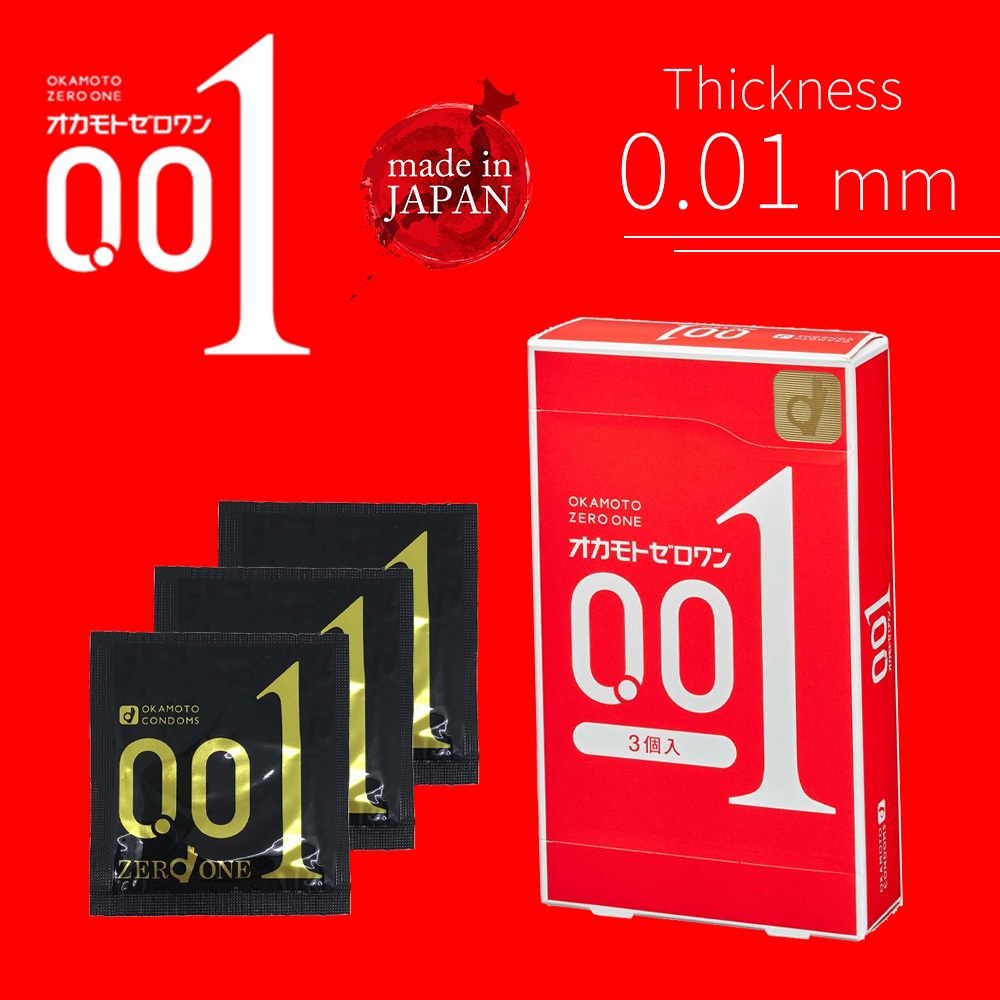 Okamoto Zero One 0.01mm Ultra Thin Condom Japan 3pcs Polyurethane ...