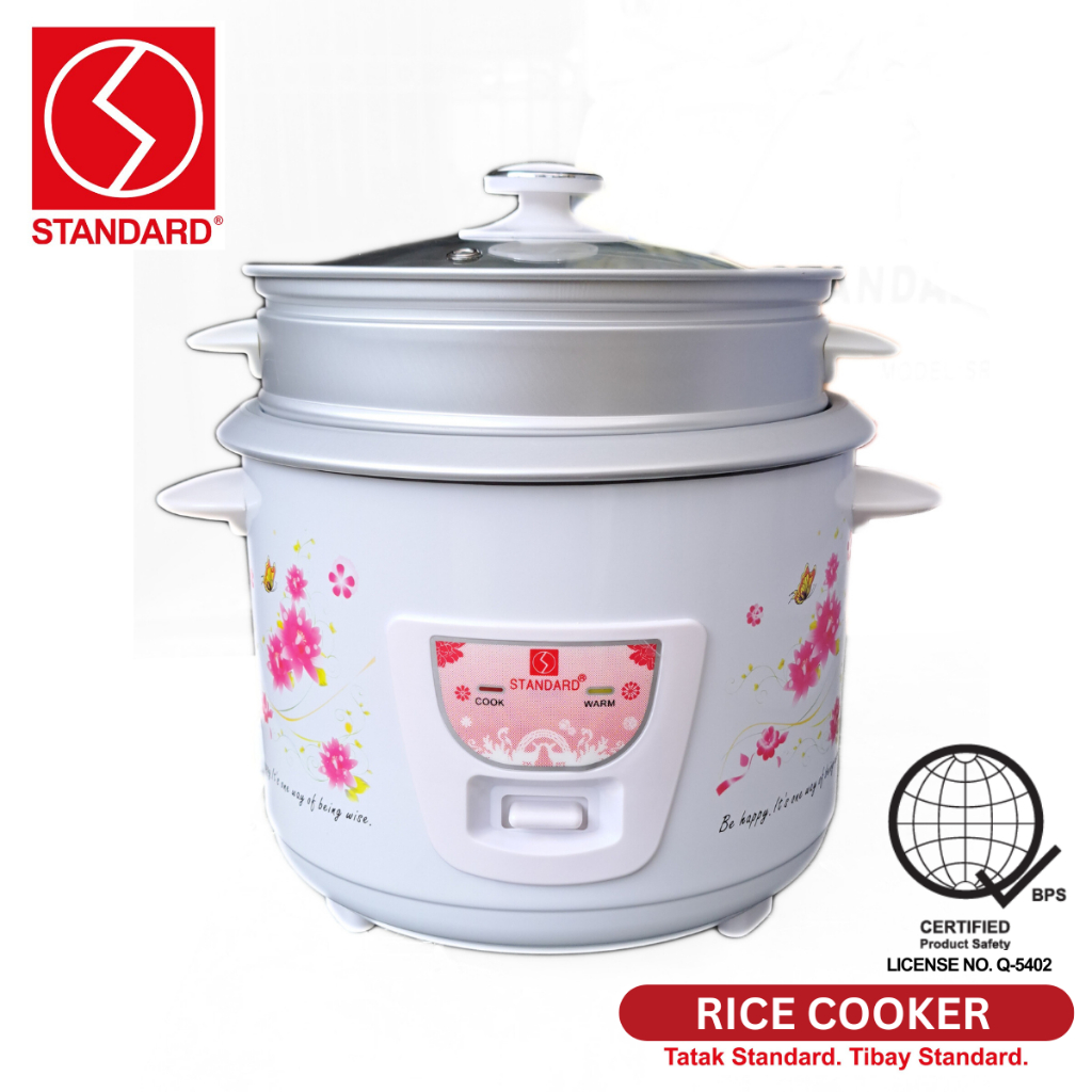 Standard Rice Cooker with Steamer 1.8L 10 Cups w/ Glass Cover SSG1.8L ...