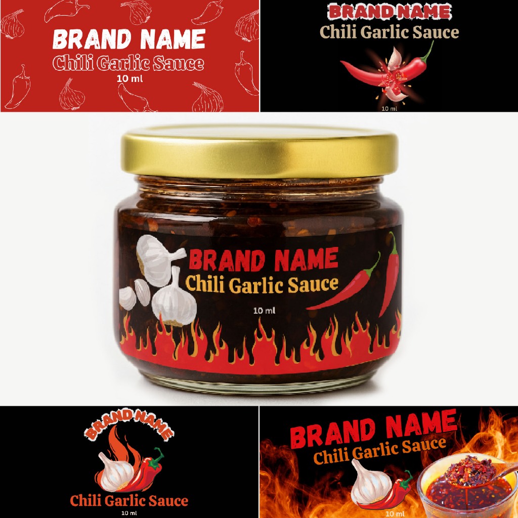 Sticker Label for Chili Garlic Sauce/Oil (Rectangle 19 pcs) Glossy ...