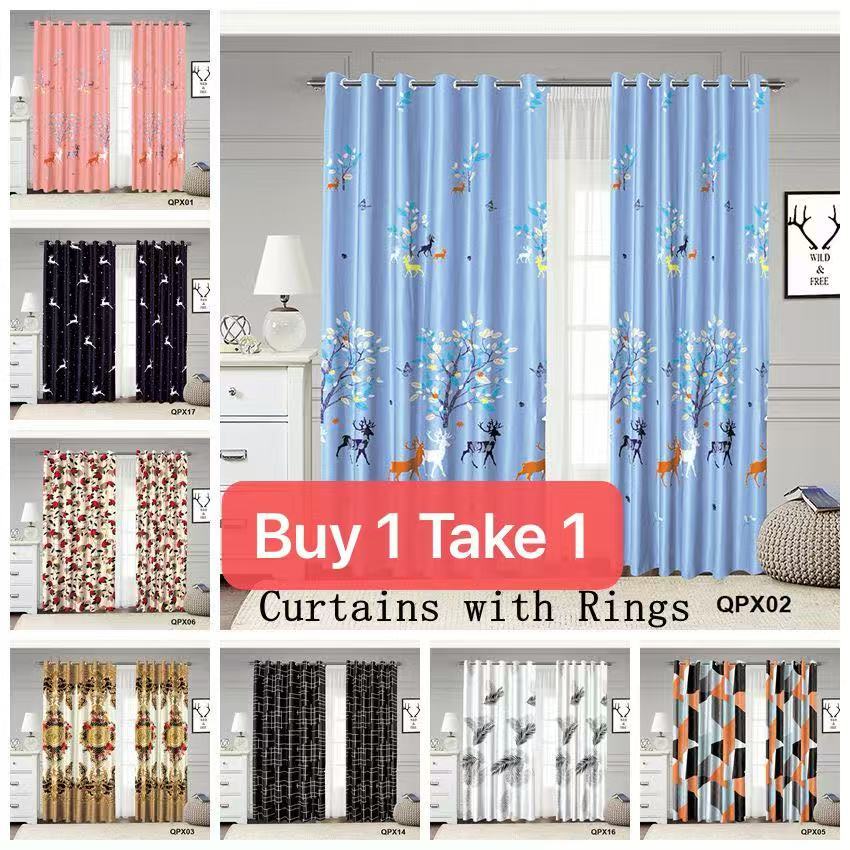 Buy 1 Take 1 Christmas curtains, curtains with rings 130*220cm, window ...