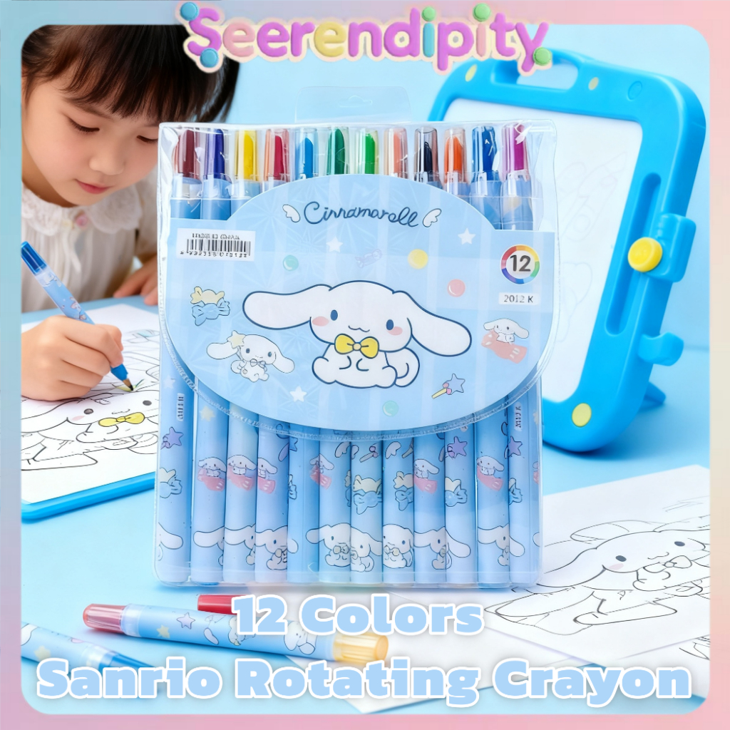 12 Color Sanrio Rotating Crayons Set Twistables Crayons Art Supplies ...
