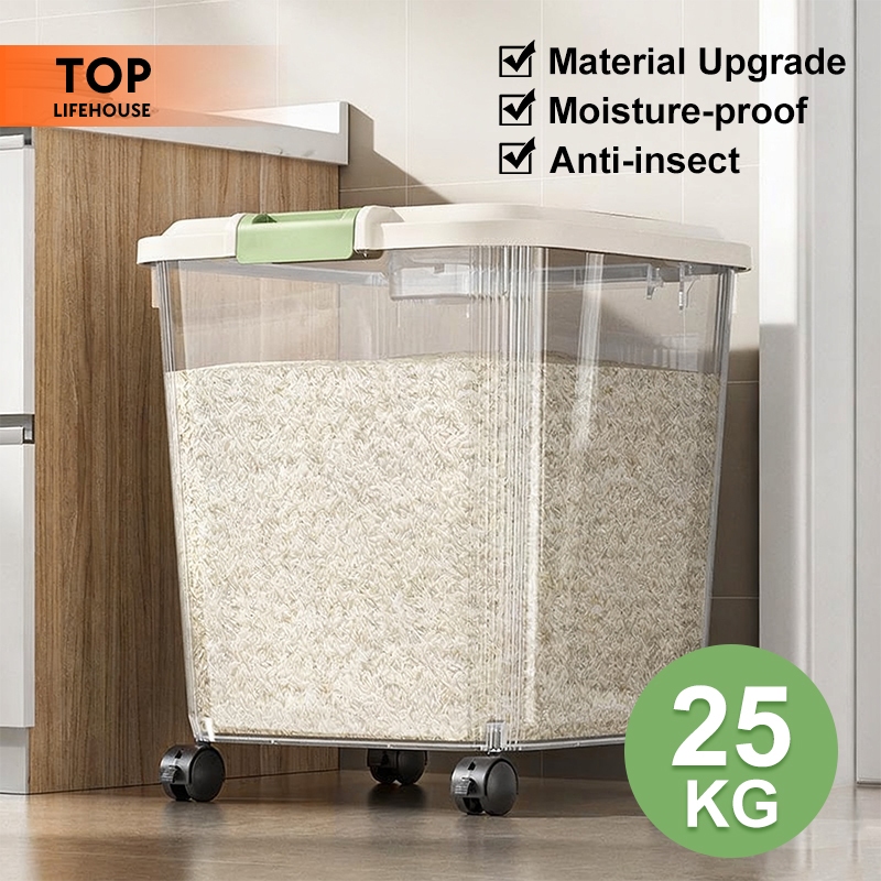 Rice Dispenser 25 KG Moisture and Insect Prevention Rice Container Food ...