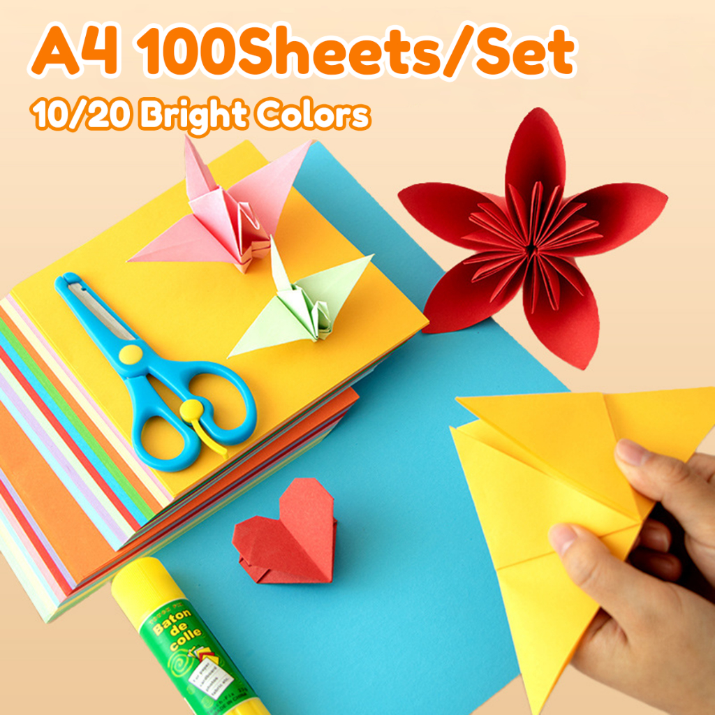 A4 Colored Paper Set 100 Sheets of 70gsm Paper for Students DIY Craft ...