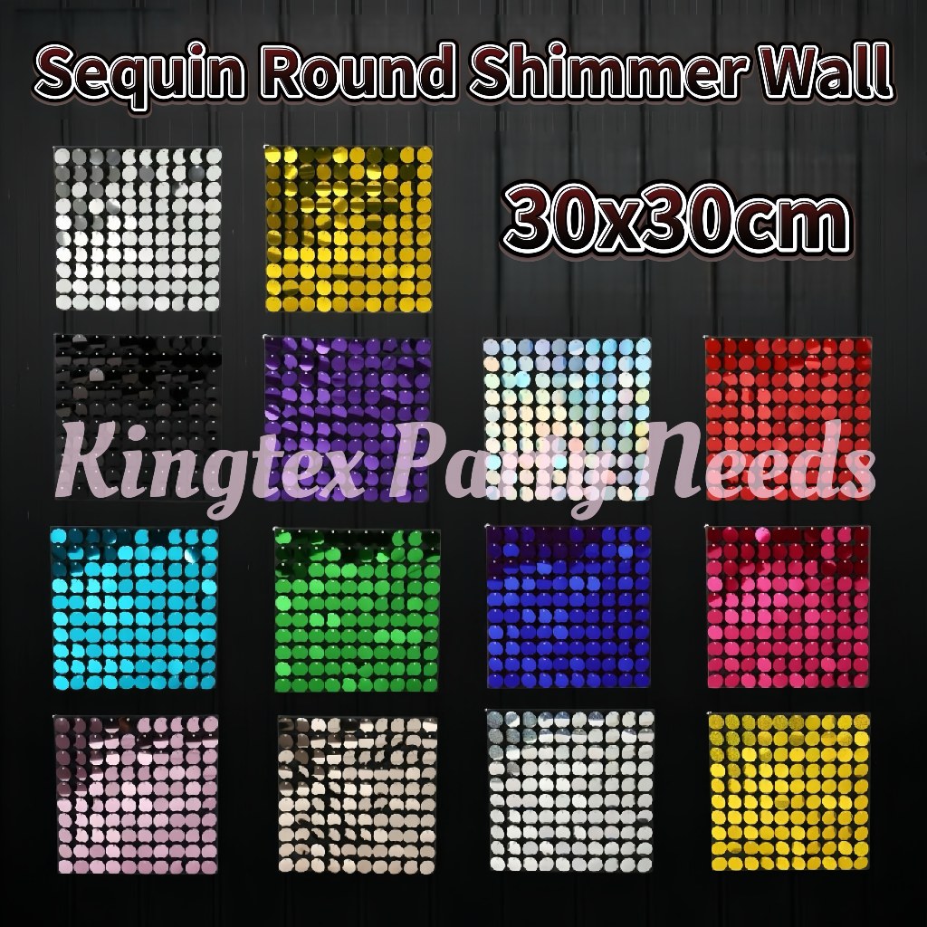 Round Shimmer Sequin Wall Photo Backdrop Props 30x30cm Glitter Party ...