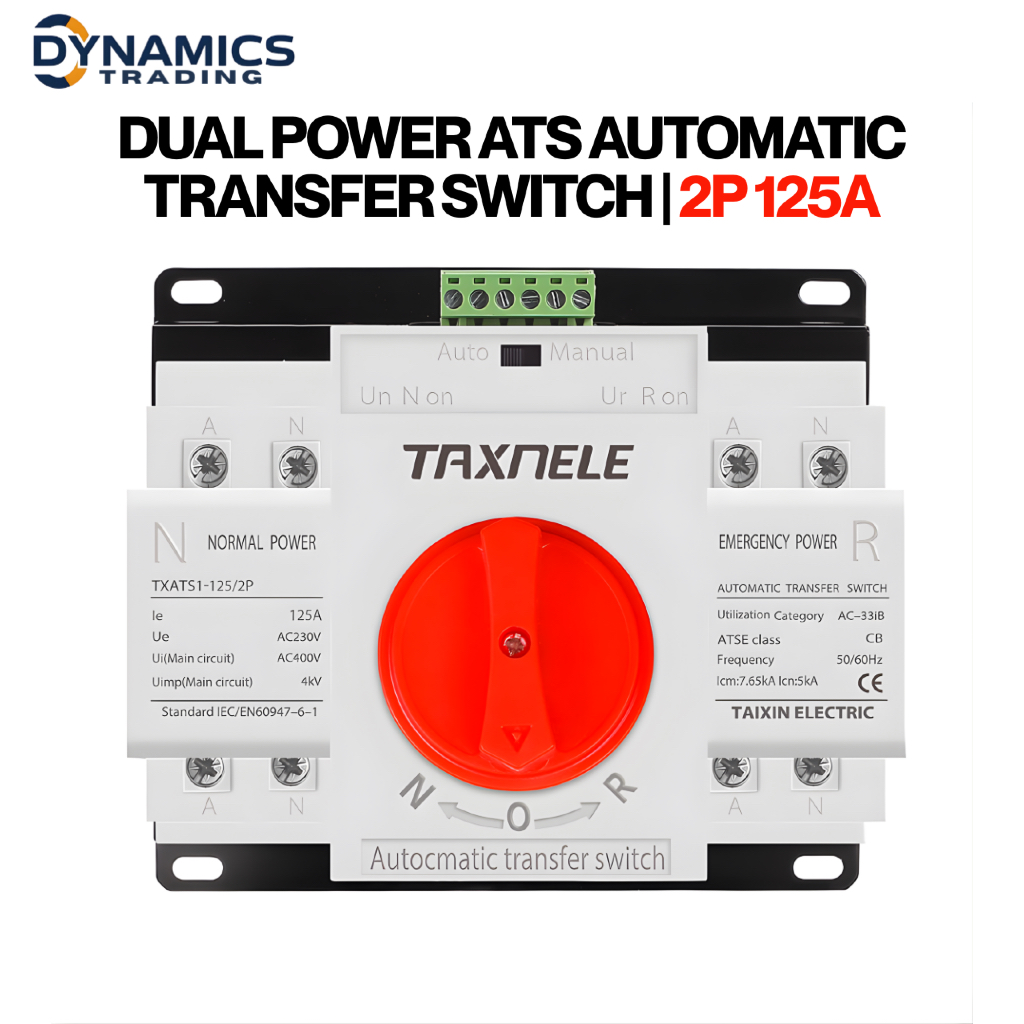 Taxnele Dual Power ATS Automatic Transfer Switch 2P 125A | Auto Manual ...