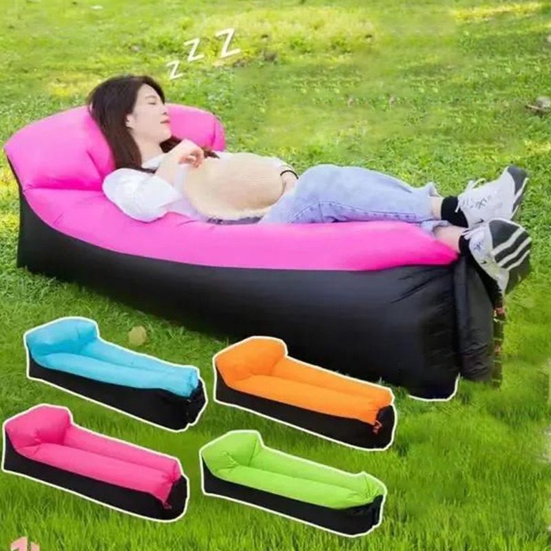 Inflatable Banana Bed With Pillow Folding Sofa Beach Air Bed Portable ...