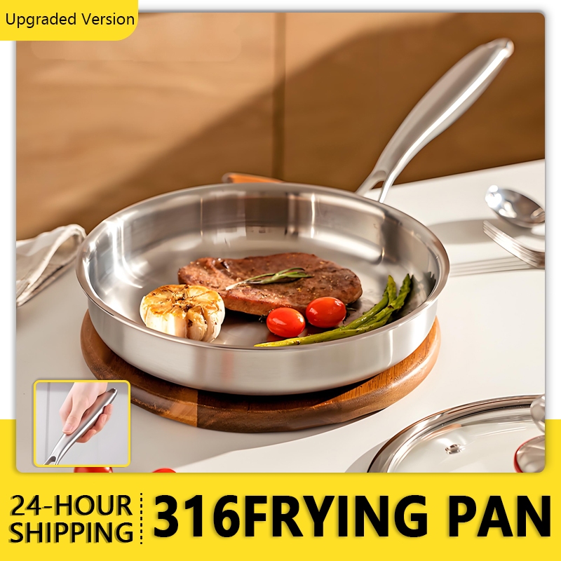 316 Stainless Steel Frying Non-stick Pan Household Induction Cookware ...