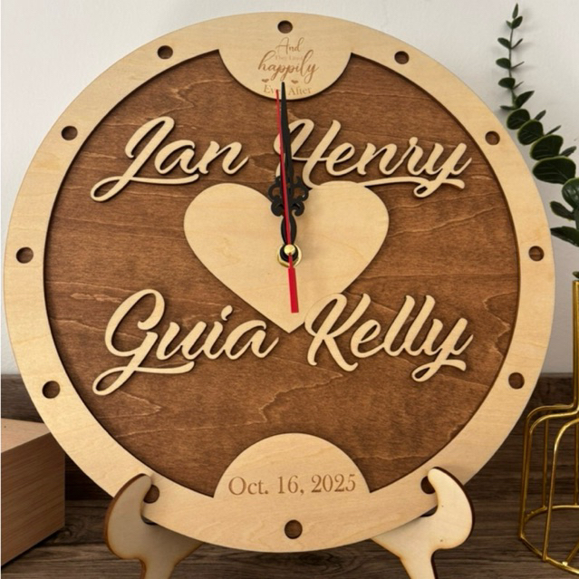Personalized Wedding Clock Gift- Wooden Clock Laser Engraved (Gift ...