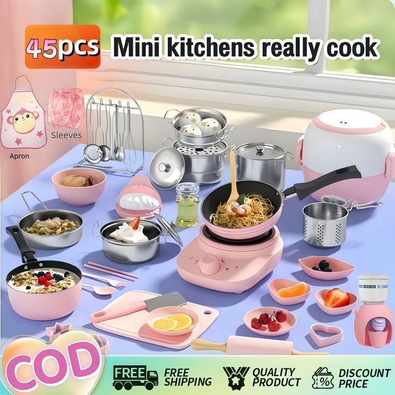 Real Mini Cooking Set For Kids Kitchen Toys Set for Kids Girls Kitchen ...
