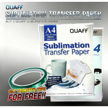 QUAFF Promo Bundle Sublimation Paper A4 Size 2 Packs + 1 Roll Thermal ...