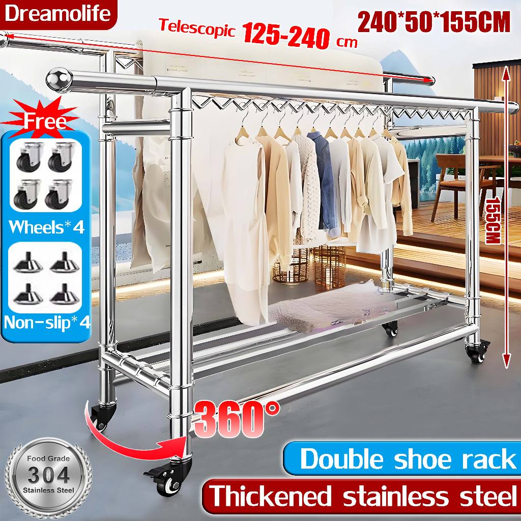 Foldable Sampayan 2.4M Stainless Steel Clothes Rack Retractable ...