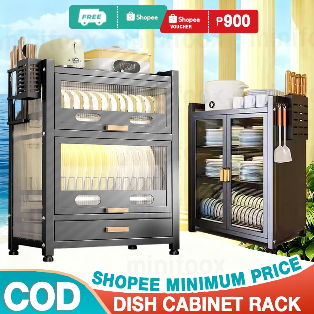 2/3-Tier Dish Rack Cabinet Kitchen Plate Organizer Drainer Rack Storage ...