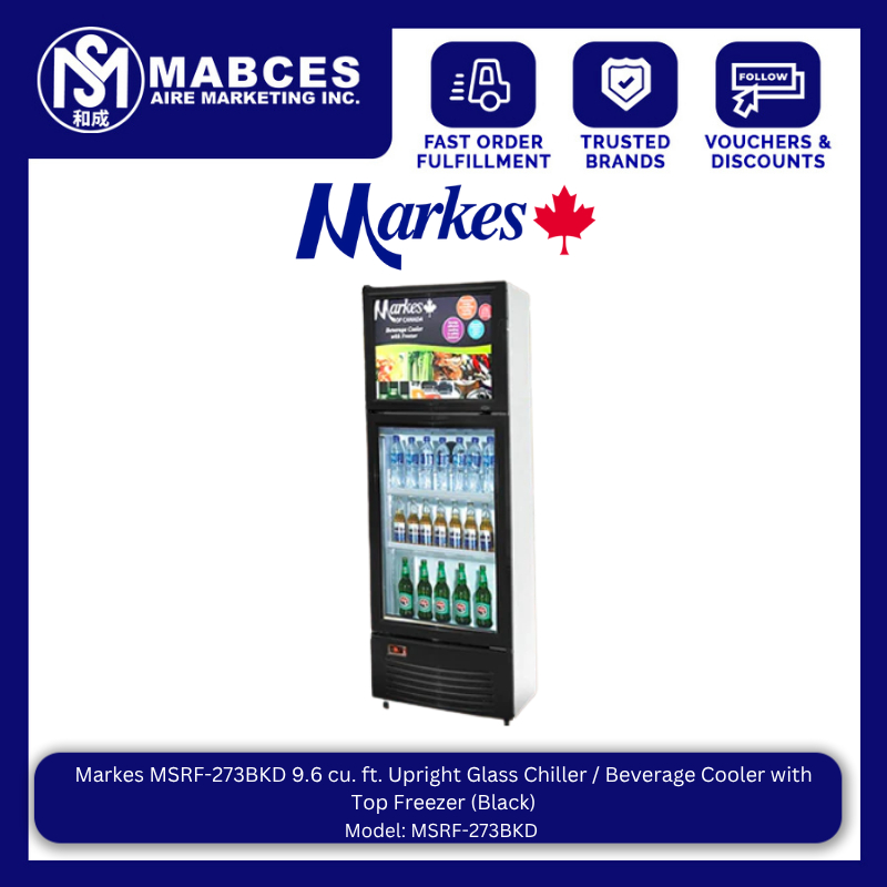 Markes MSRF-273BKD 9.6 cu. ft. Upright Glass Chiller / Beverage Cooler ...