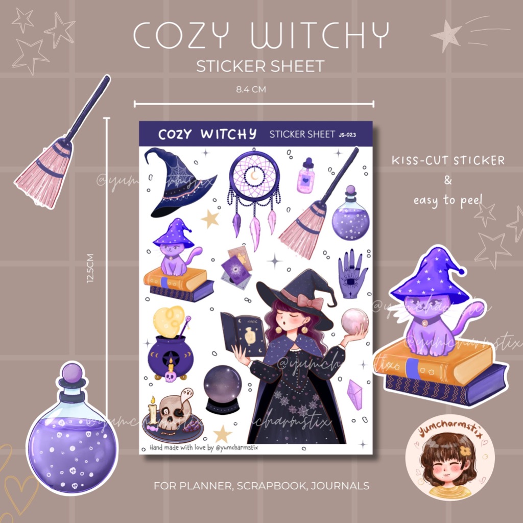 Cozy Witchy Sticker Sheet | Witchy Witch Stickers I Cute Stickers ...