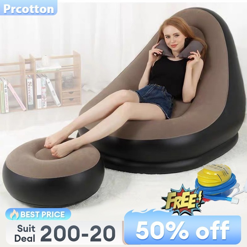 Lazy Inflatable Sofa Chairs Thickened PVC Lounger Seat Tatami Bean Bag ...